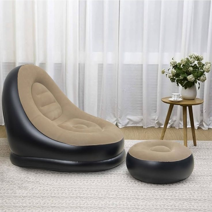 🛋️ Inflatable Lounge Chair with Ottoman