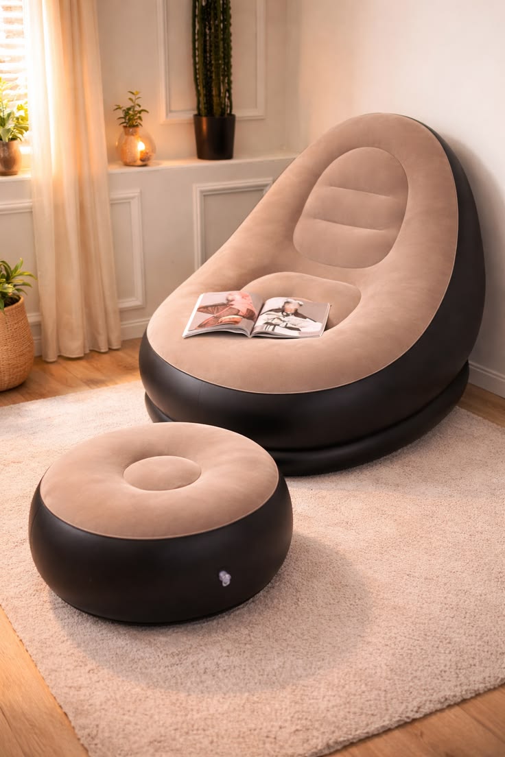 🛋️ Inflatable Lounge Chair with Ottoman